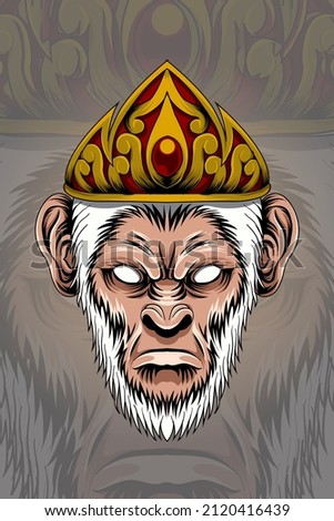 White monkey with crown vector illustration