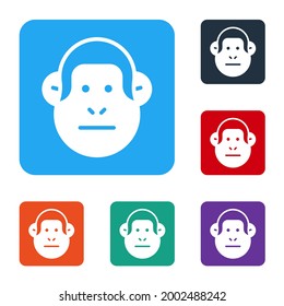 White Monkey icon isolated on white background. Animal symbol. Set icons in color square buttons. Vector