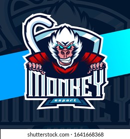 white monkey mascot esport logo