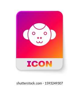 White Monkey zodiac sign icon isolated on white background. Astrological horoscope collection. Rectangle color button. Vector Illustration