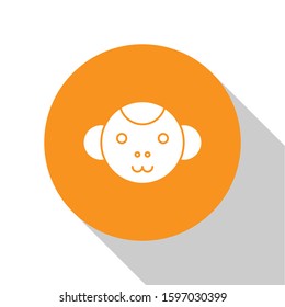 White Monkey zodiac sign icon isolated on white background. Astrological horoscope collection. Orange circle button. Vector Illustration