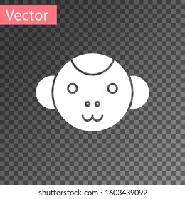 White Monkey zodiac sign icon isolated on transparent background. Astrological horoscope collection.  Vector Illustration