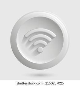 White monochromatic WiFi Icon. 3D Internet Access Element. Vector illustration