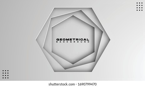 plantilla de degradado geométrico blanco monocromo corte estilo de efecto 3d ilustración vectorial para la invitación de carteles de portada de cartón de tarjetas de felicitación carteles