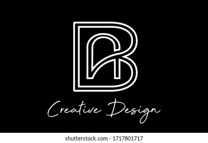 White Monogram Creative AB A B letters logo on black bacground. Abstract business logo design template. Initial AB BA modern monogram and elegant design.