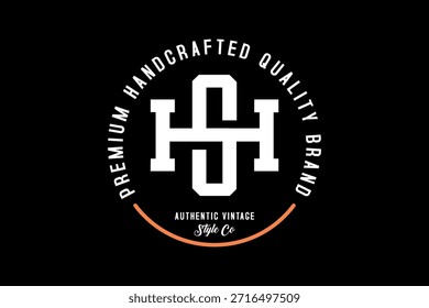 A white monogram logo with the letters SH intertwined, surrounded by text reading PREMIUM HANDCRAFTED QUALITY BRAND and AUTHENTIC VINTAGE Style Co.