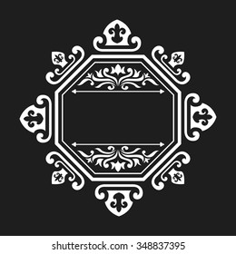 white monogram template design on black background