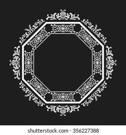 white monogram template design on black background