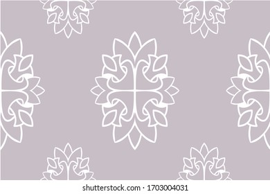White monohrome floral ornate pattern. Seamless design for fabric, textile, book, interior, wallpaper.
