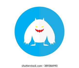 white monster demon circle blue image icon