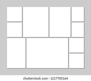 White mood board template with shadow