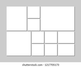 White mood board template with shadow
