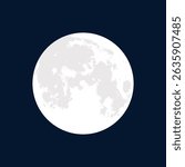 White moon in the bright blue night sky