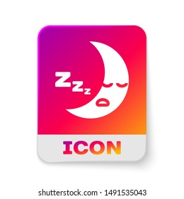 White Moon icon isolated on white background. Cloudy night sign. Sleep dreams symbol. Night or bed time sign. Rectangle color button. Vector Illustration