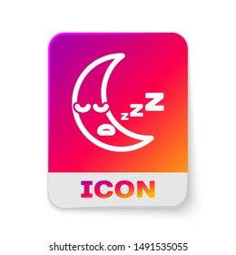 White Moon icon isolated on white background. Cloudy night sign. Sleep dreams symbol. Night or bed time sign. Rectangle color button. Vector Illustration