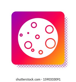 White Moon icon isolated on white background. Square color button. Vector Illustration