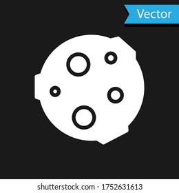 White Moon icon isolated on black background. Vector Illustration