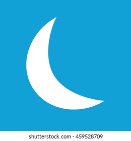White moon icon vector. Blue background