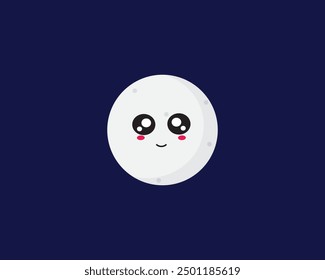 White moon at night with a smile expression. Atmosphere, cartoon, climate, cloudscape, graphic, illustration, meteorology, nature, vector and weather.