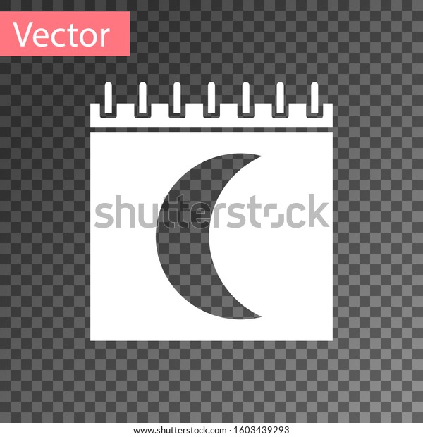 White Moon phases calendar icon
isolated on transparent background.  Vector
Illustration