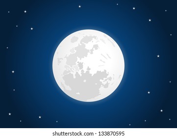 white moon with star sky