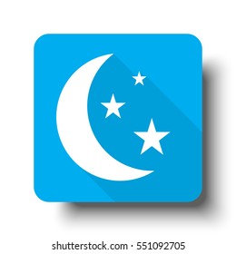 White Moon And Stars icon on blue web button