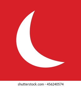 White moon vector illustration. Red background