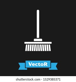 White Mop icon isolated on black background. Cleaning service concept.  Vector Illustration