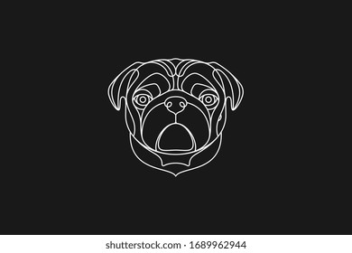 White Mops dog vector illustration in portrait mode