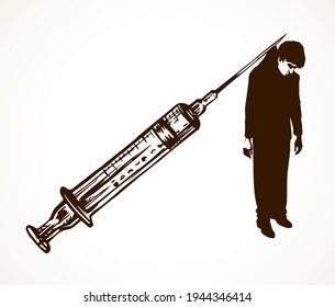 White morphine opium aid medic harm shot victim habit cure care. Captive isolate hang bait snare trap gallows. Dark black hand drawn pain suffer stress end remedy logo pictogram emblem cartoon design
