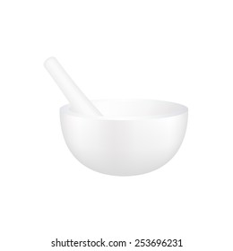 White mortar and pestle 