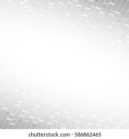White mosaic grid in perspective view on light grey background with abstract concept