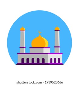 white Mosque flat vector illustration