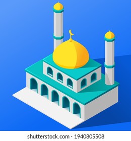 white Mosque with isometric design