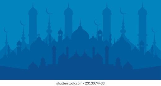 white mosque silhoutte free vector backgound