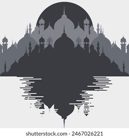 white mosque silhoutte free vector backgound