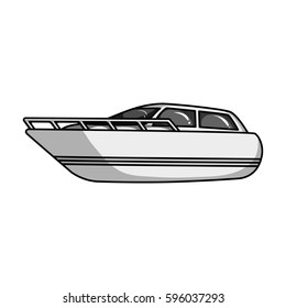 White motor boat to transport a few people.One of the types of water transport..Ship and water transport single icon in monochrome style vector symbol stock illustration.