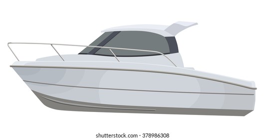 White motorboat on white background