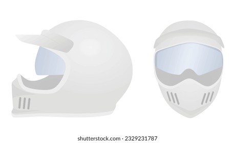 Casco blanco de motocicleta. ilustración vectorial
