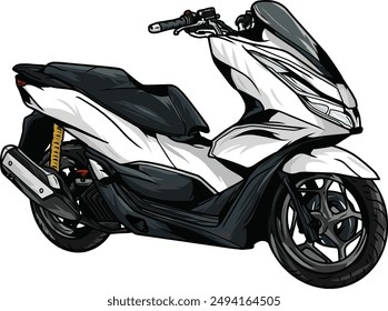 white motorcycle vector image of a large moped suitable for logo material related to motorized vehicles