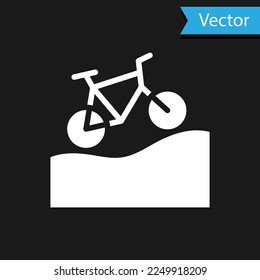 White Mountain bicycle icon isolated on black background. Bike race. Extreme sport. Sport equipment.  Vector