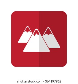 White Mountain flat icon on red rounded square on white
