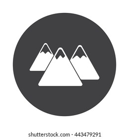 White Mountain icon on black button isolated on white