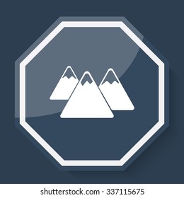 White Mountain icon on plum blue web app button