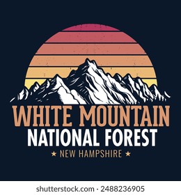 White Mountain National Park, New Hampshire - Adventure t-shirt design for tourism