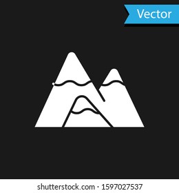 White Mountains icon isolated on black background. Symbol of victory or success concept.  Vector Illustration