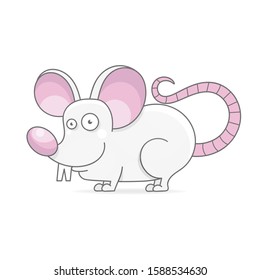 White Mouse - Illustration Isolated on White Background Suitable For Greeting Card, Poster Or T-shirt Printing.