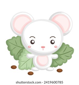 White Mouse Rat Cartoon Illustration Vector Clipart Sticker