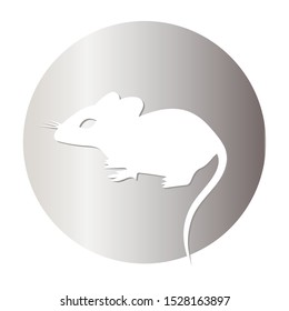 White mouse. White rat. Metal background. New Year 2020. Year of the rat. Chinese New Year. Eastern zodiac. Hand drawing.