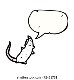 white mouse with speech bubble cartoon